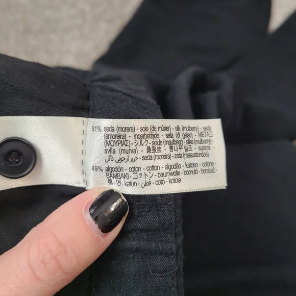 100% Silk + Cotton Blend Textured Lounge Wide Leg Pants Trousers - Picture 5 of 5